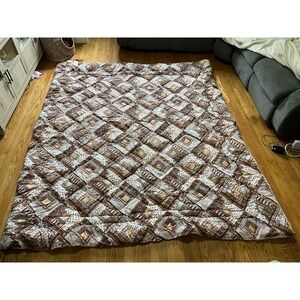 Vintage Crown Crafts Classics Full/Queen Comforter Brown Patchwork USA